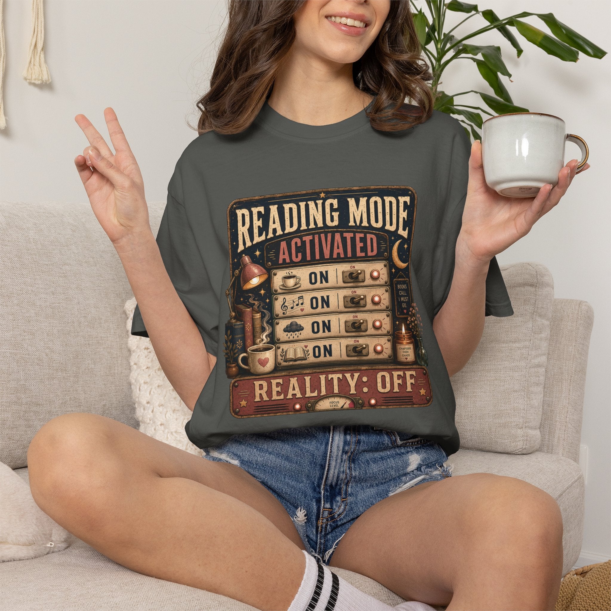 Reading Mode Activated T-Shirt — 'Reality: Off' Vintage Booklover Tee
