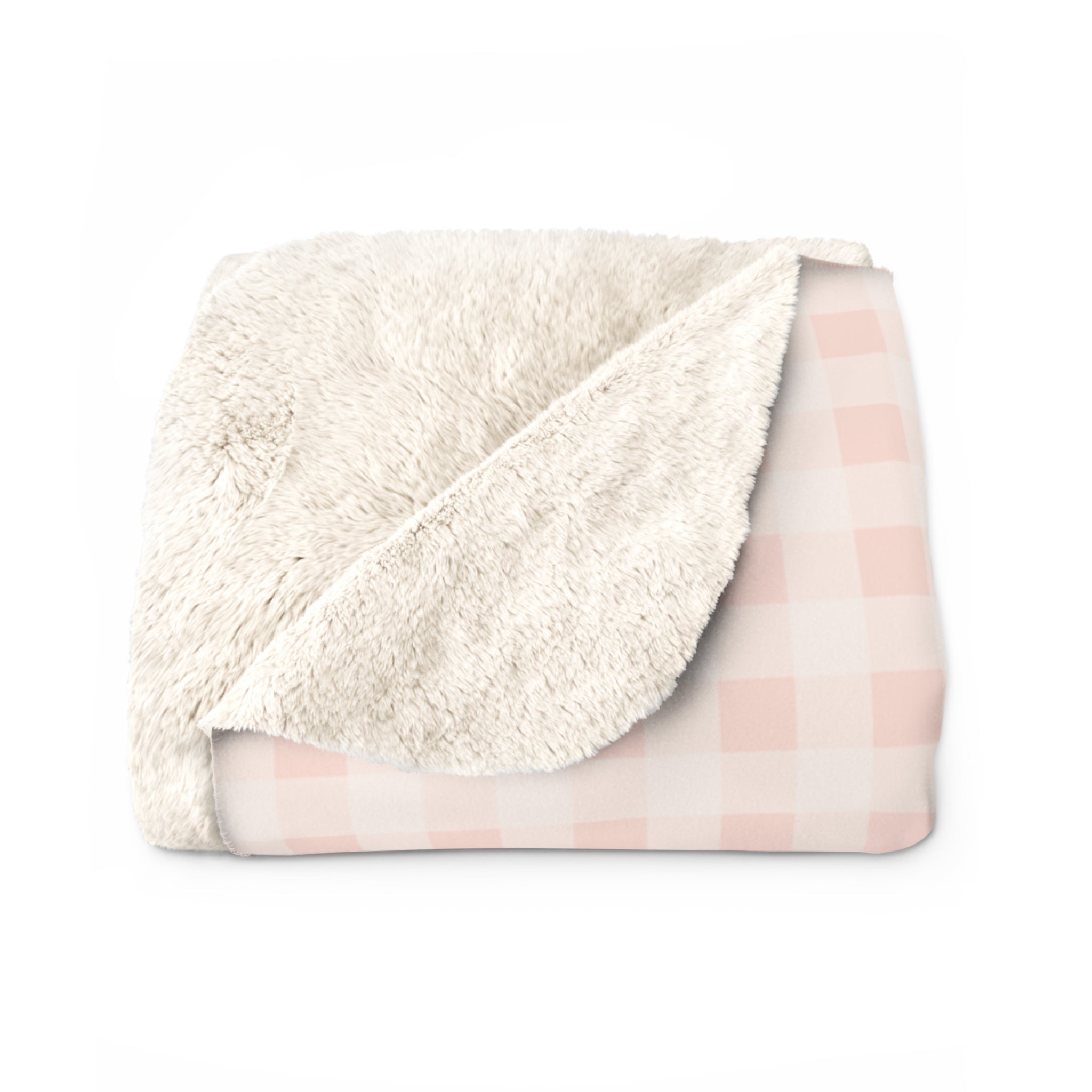 Pink Gingham Sherpa Fleece Blanket
