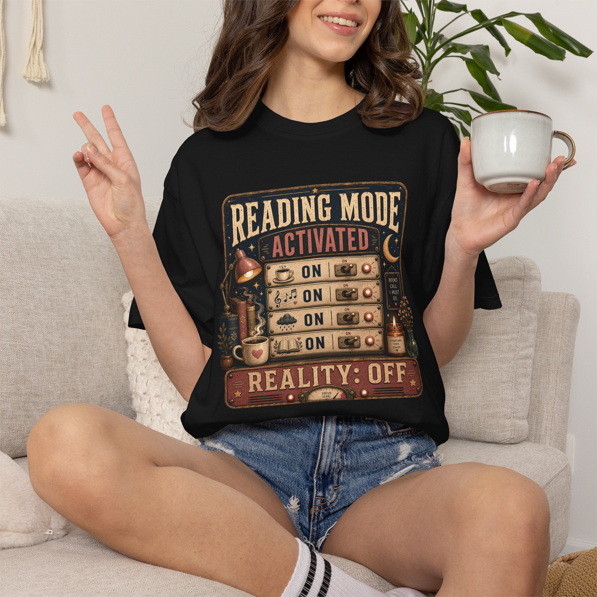 Reading Mode Activated T-Shirt — 'Reality: Off' Vintage Booklover Tee