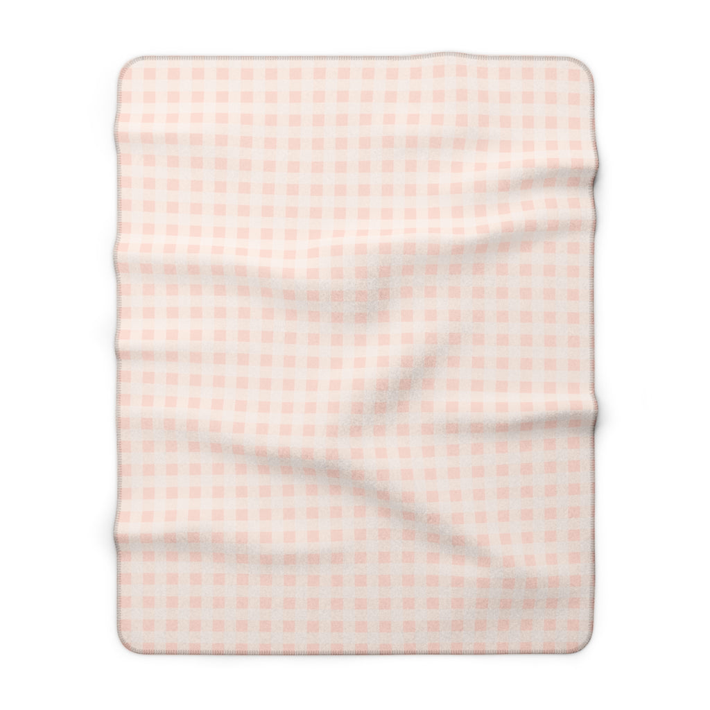 Pink Gingham Sherpa Fleece Blanket