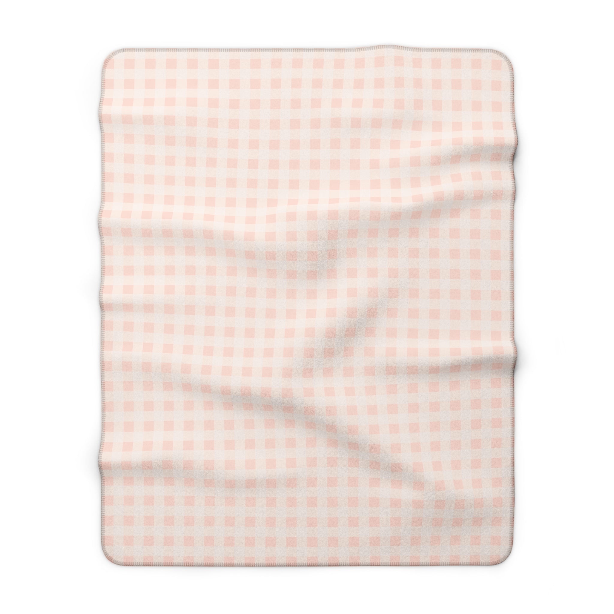 Pink Gingham Sherpa Fleece Blanket