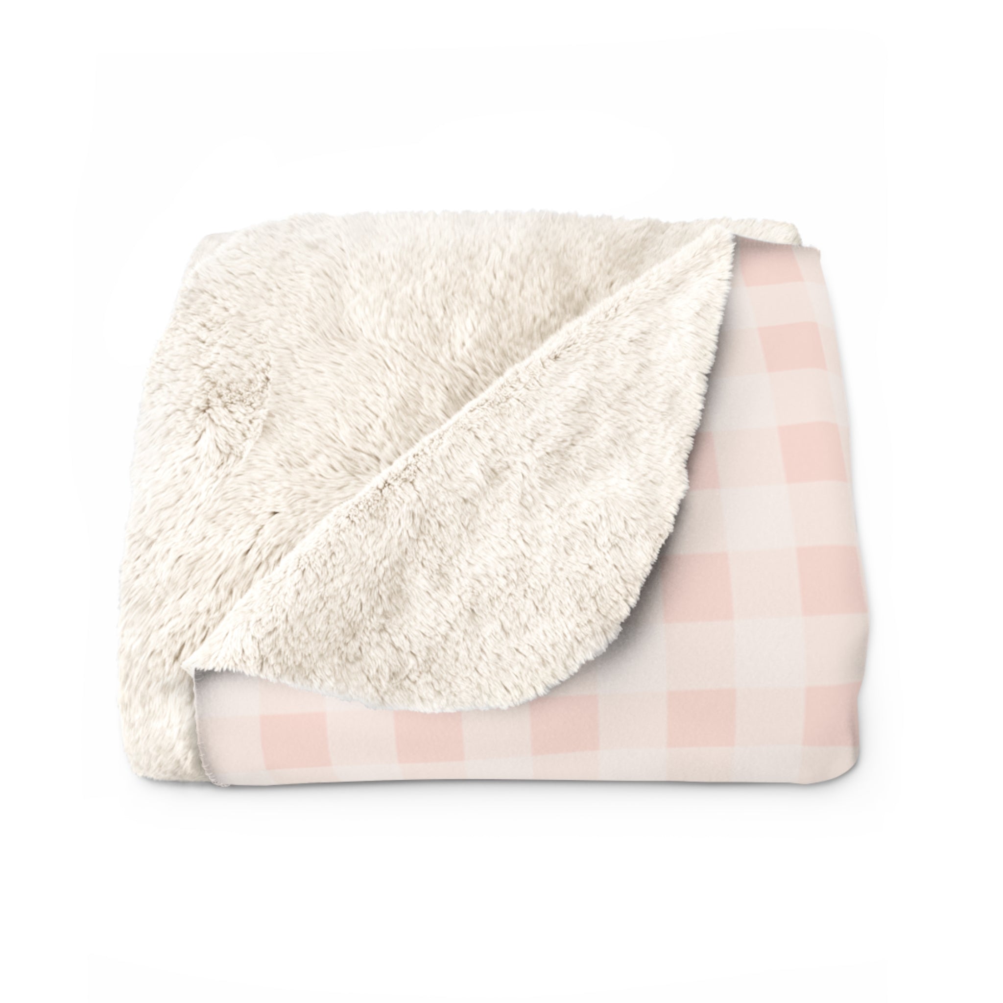 Pink Gingham Sherpa Fleece Blanket