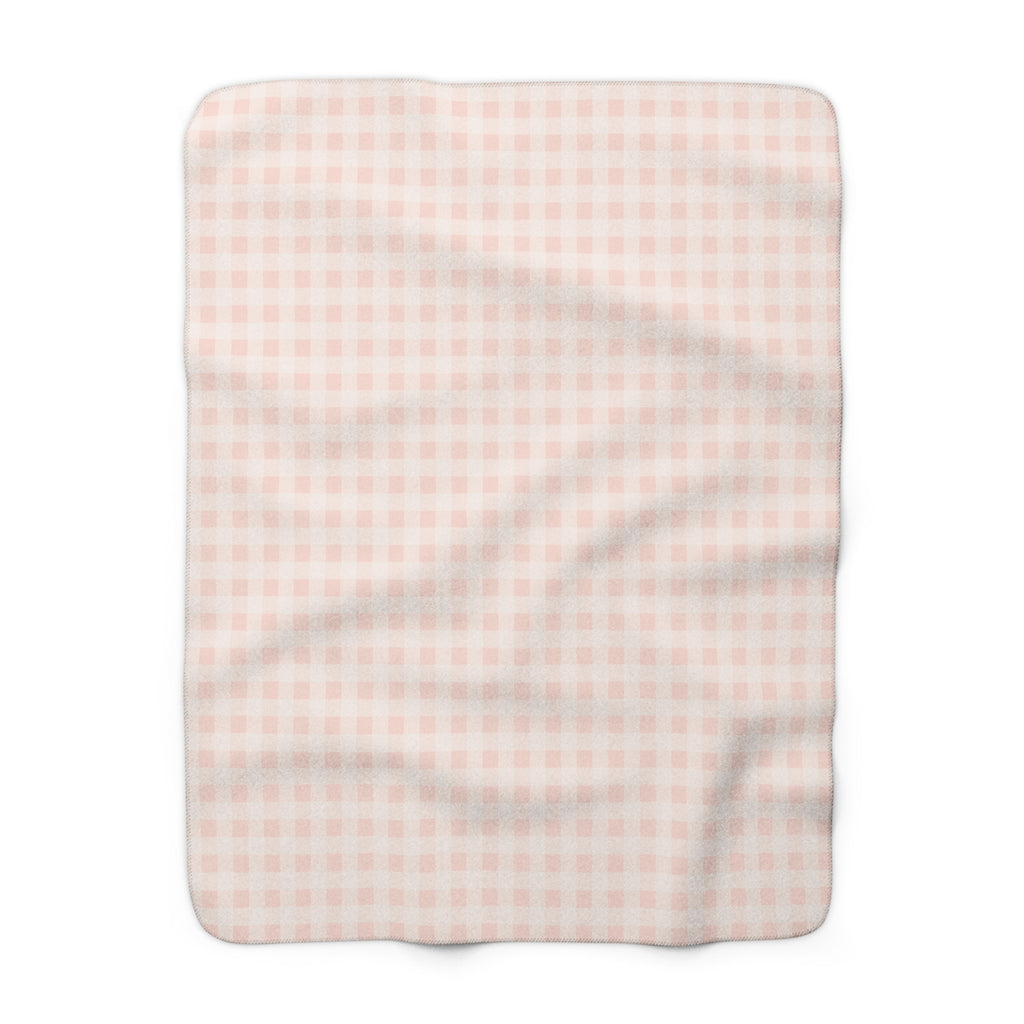 Pink Gingham Sherpa Fleece Blanket
