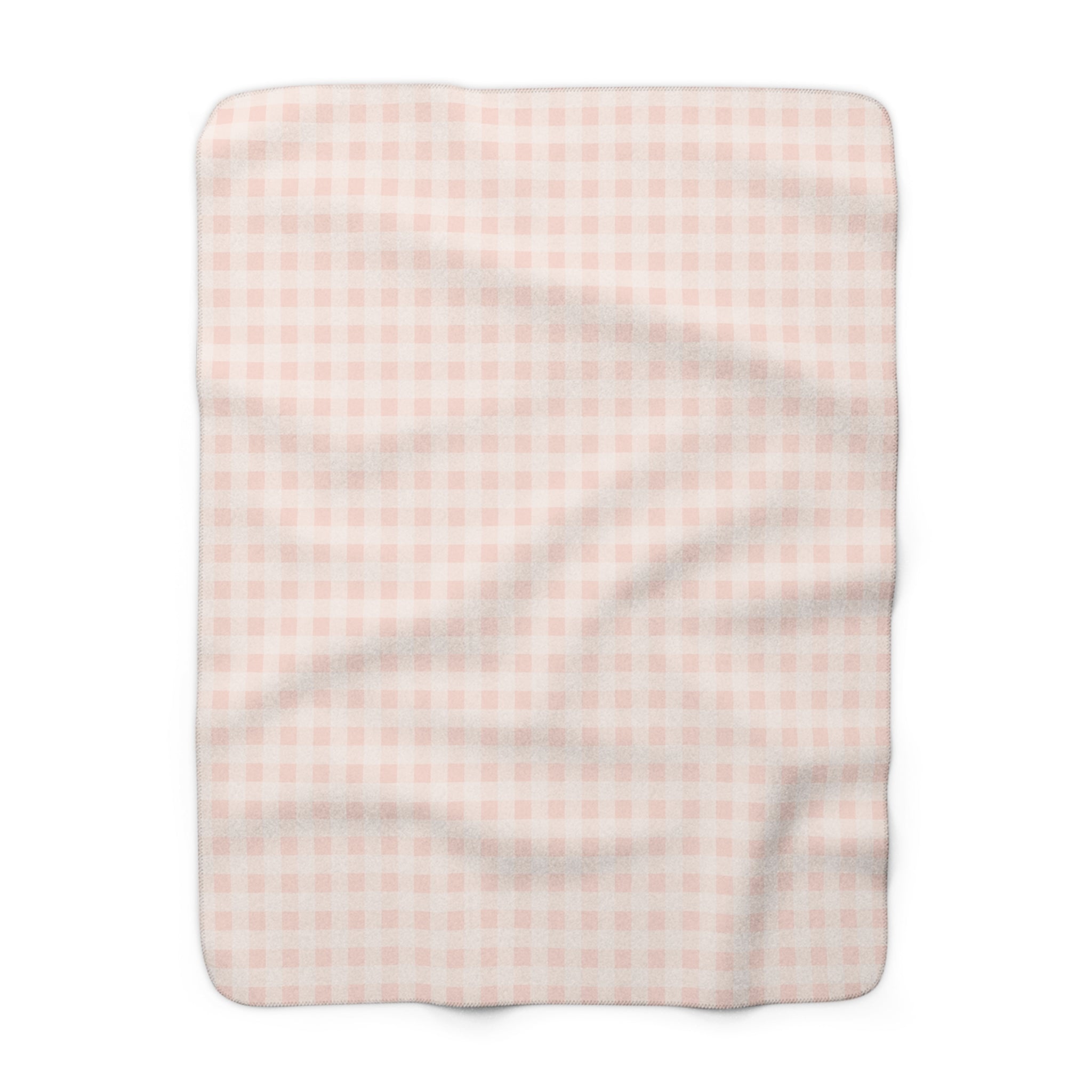 Pink Gingham Sherpa Fleece Blanket