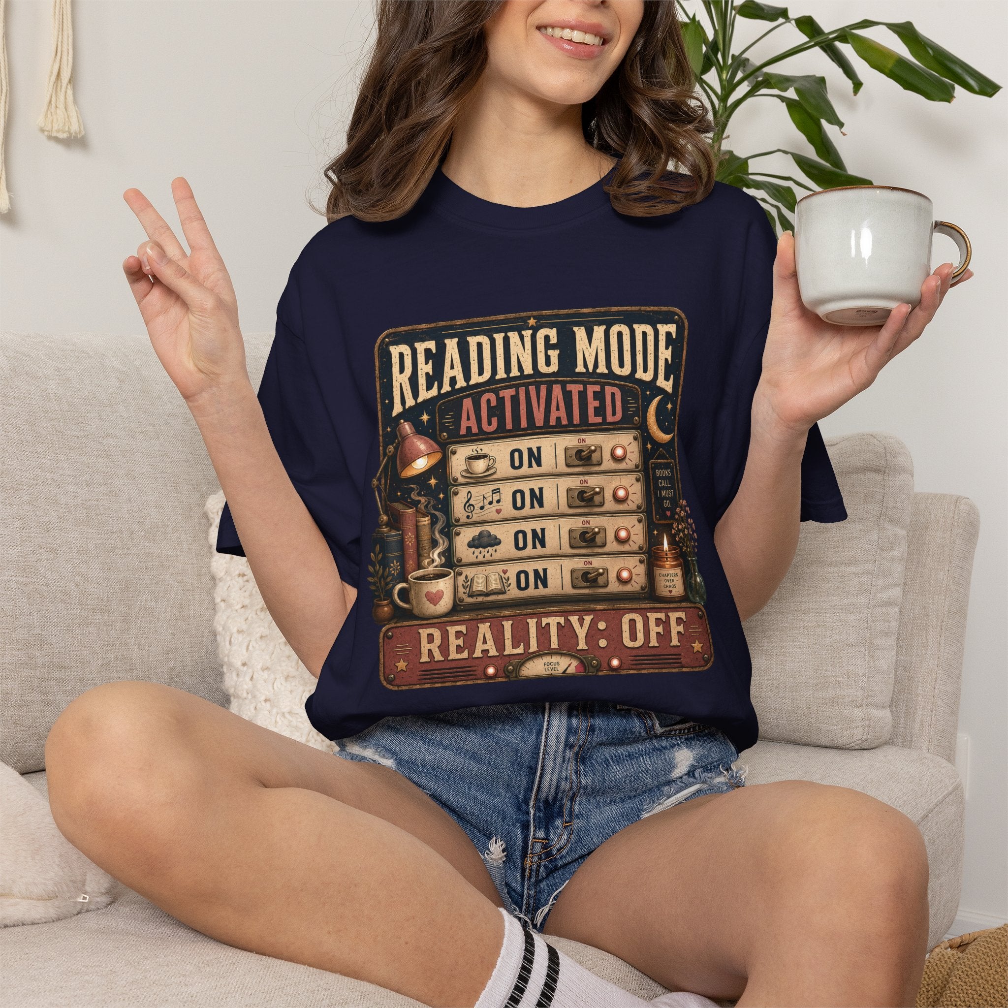Reading Mode Activated T-Shirt — 'Reality: Off' Vintage Booklover Tee