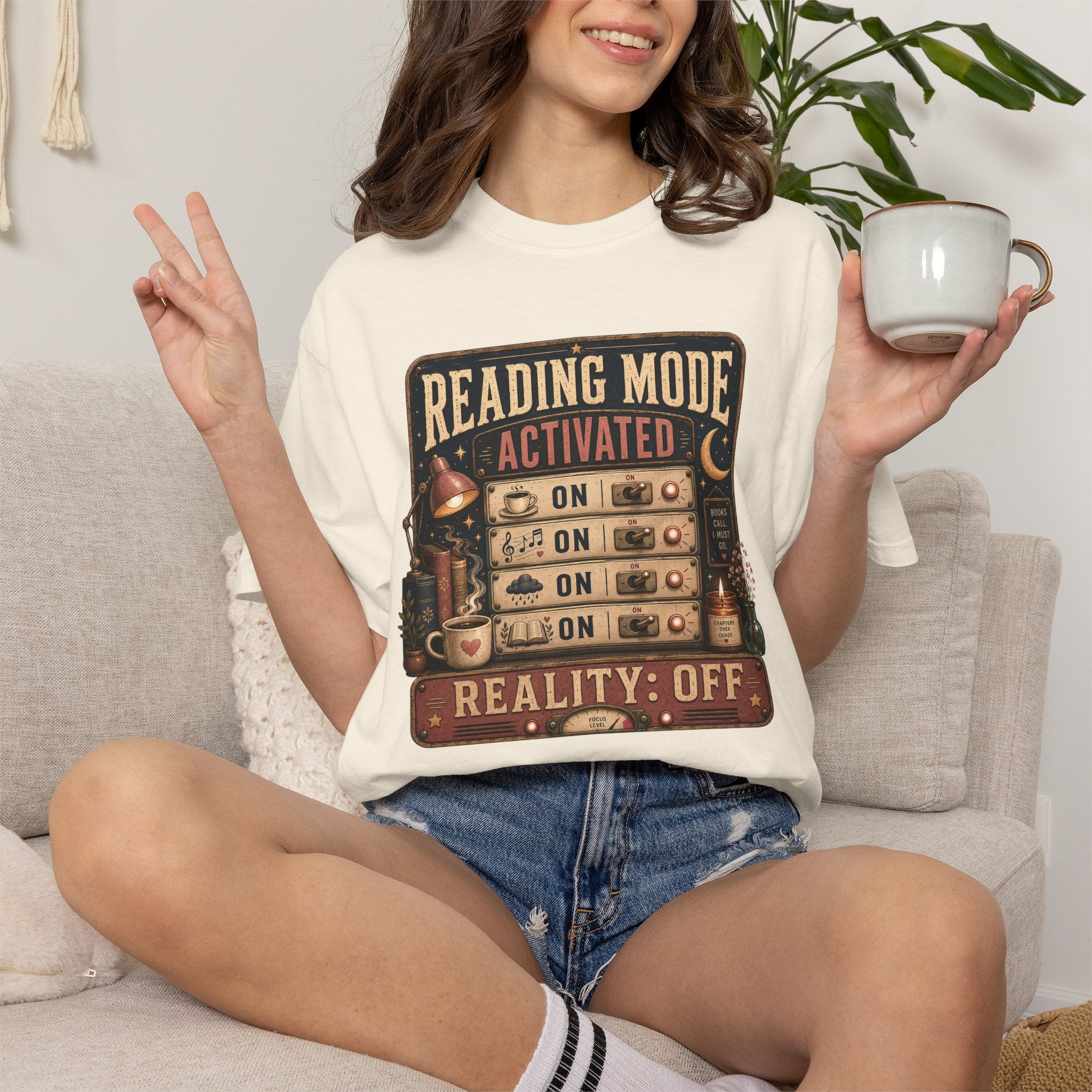 Reading Mode Activated T-Shirt — 'Reality: Off' Vintage Booklover Tee