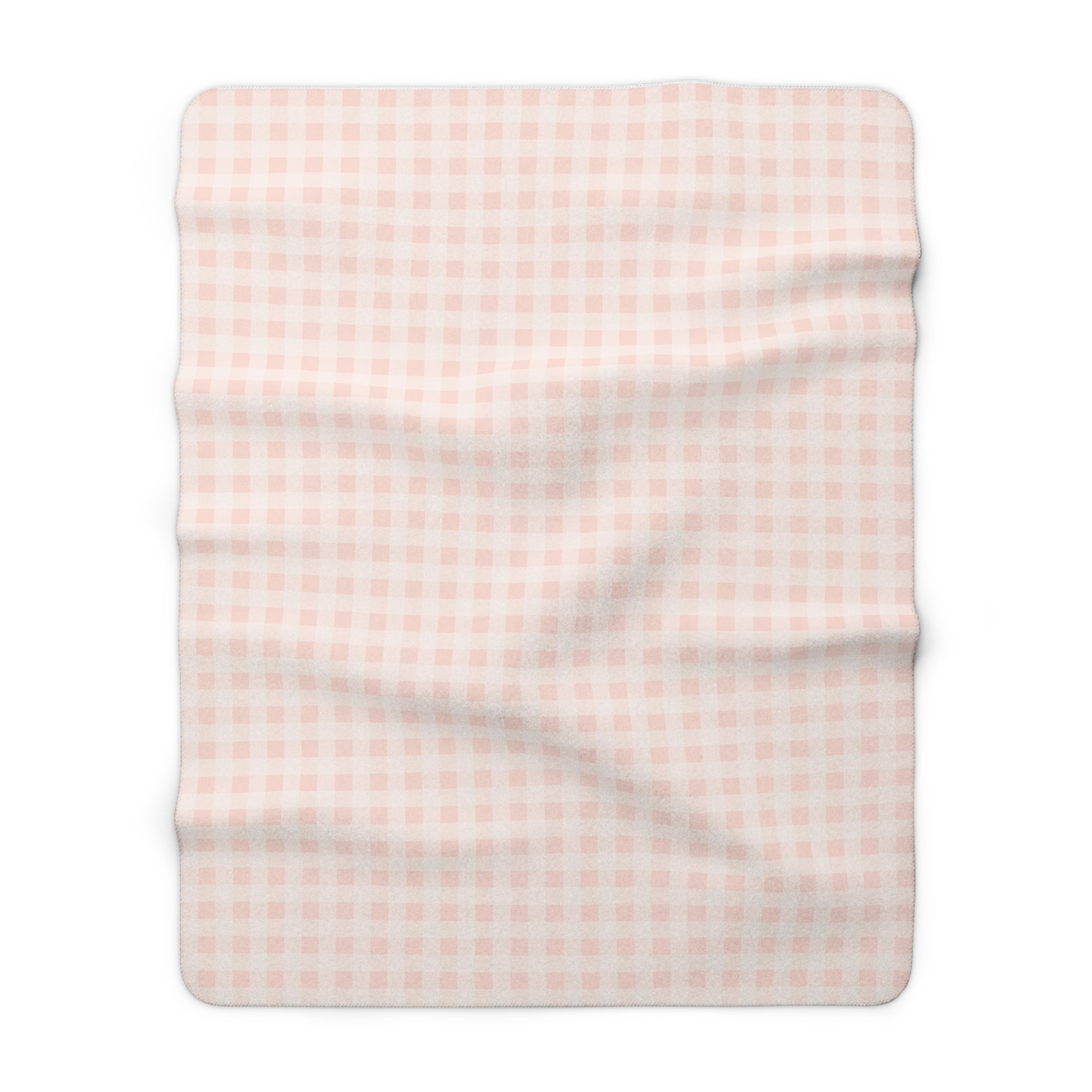 Pink Gingham Sherpa Fleece Blanket